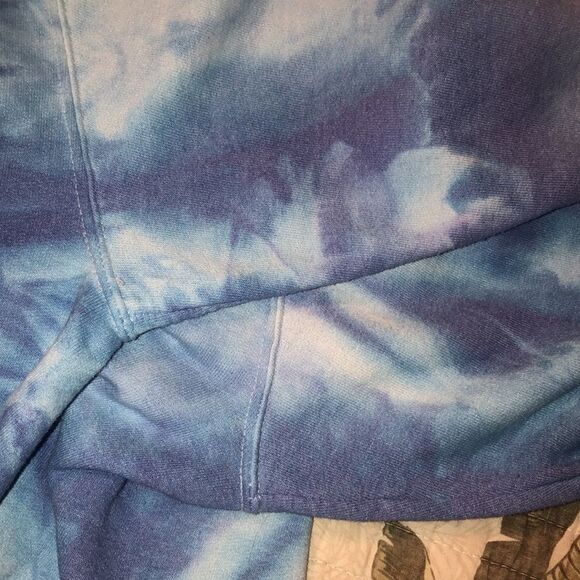 M Custom Tie Dye Blue White Cloud Pullover Sweatshirt Hoodie - Picture 12 of 13